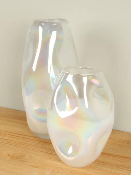 Vaas - Wit - Glas - Parelmoer 38 cm - Afbeelding 5