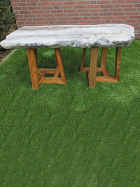 Versteend hout - Grijs - Versteend hout - Bankje - 7x30x100 cm - Afbeelding 3