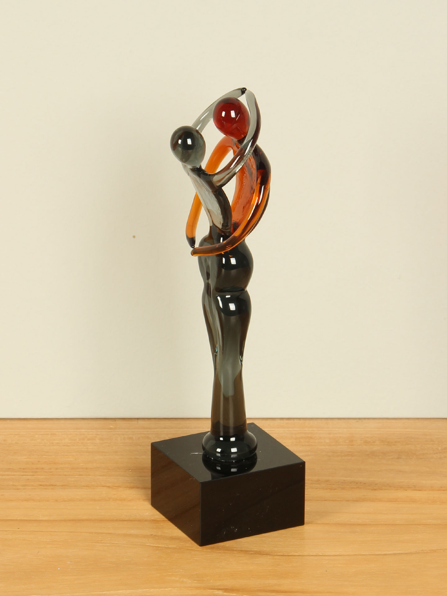 Glaskunst - Grijs - Glas - Glassculptuur koppel nr. 2 - 19x5x5 cm - Afbeelding 2