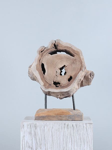 Houtdecoratie op standaard - Lichtbruin - Teakhout - decoratie op standaard JT/HP-91 - 39x35x16 cm - Afbeelding 3