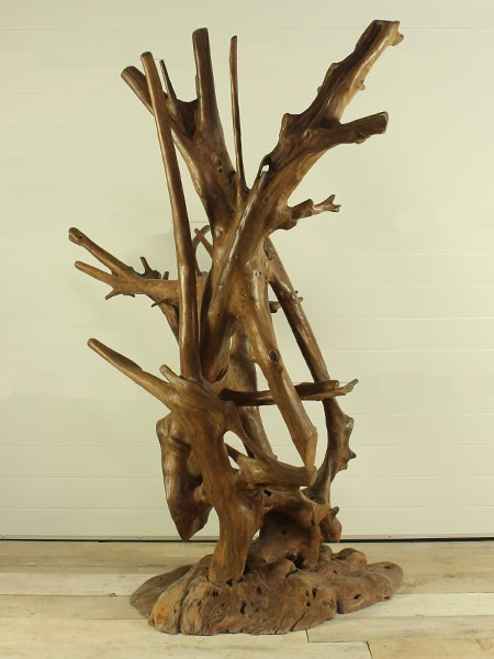 Houtsculptuur - Bruin - Teakhout - Houtsculptuur 11-1 GJ - 184x120 cm