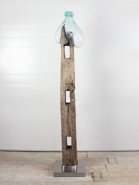 Houtsculptuur - Bruin - Teakhout - Houtsculptuur 67 GJ - 173x30x17 cm