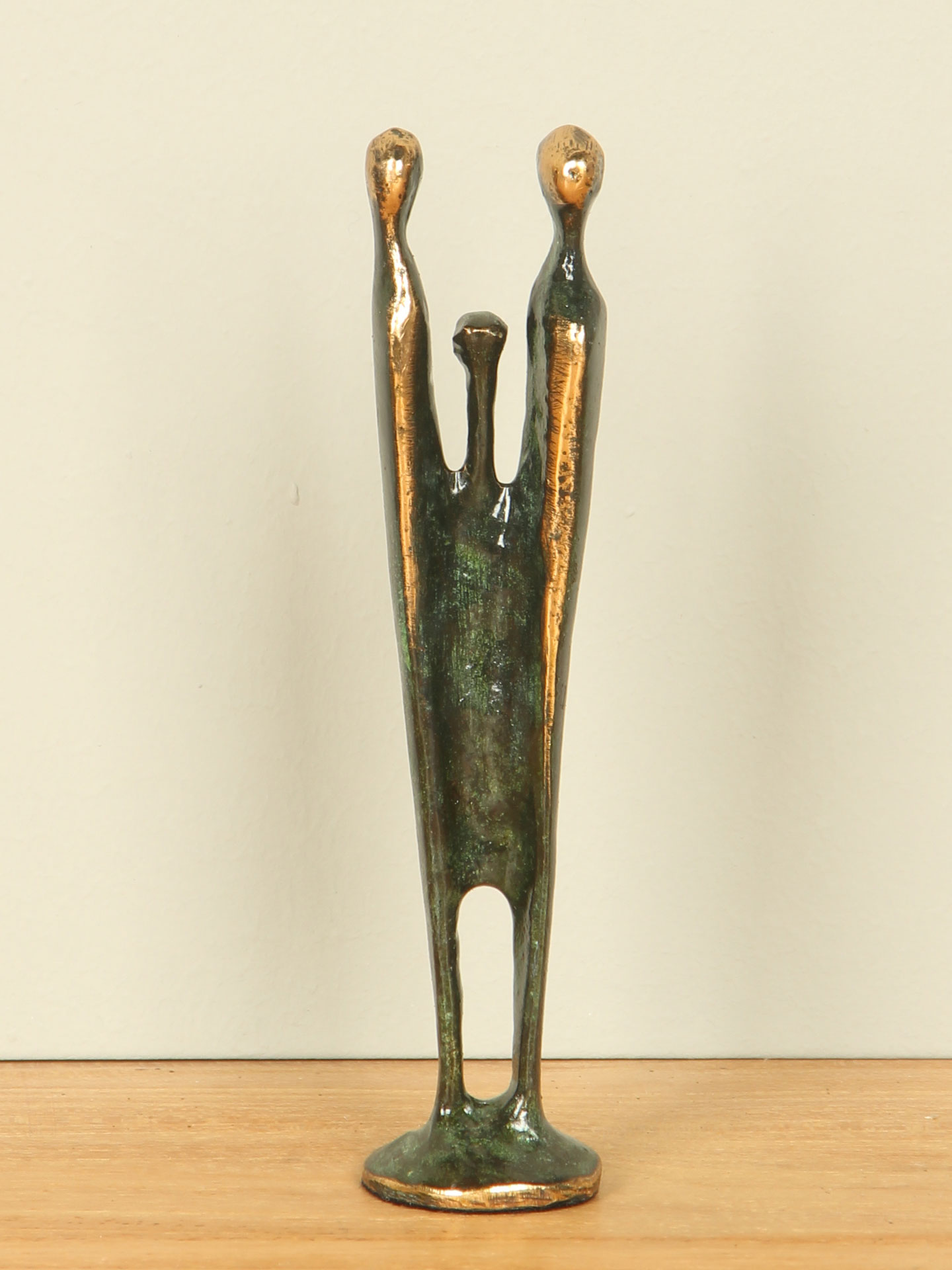 Beeld voor binnen - Brons - Gezin - 12x3x3 cm