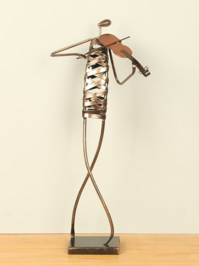 Beeld voor binnen – Bruin – Metaal – Muzikant viool – 46x20x12 cm