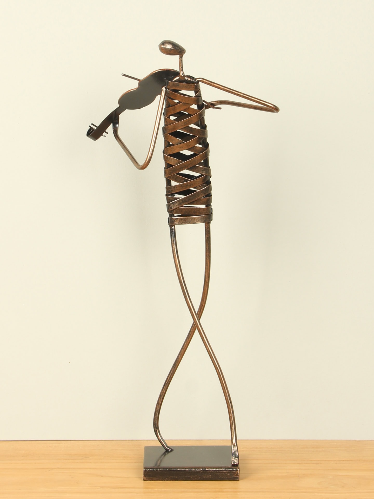 Beeld voor binnen - Bruin - Metaal - Muzikant viool - 46x20x12 cm - Afbeelding 3
