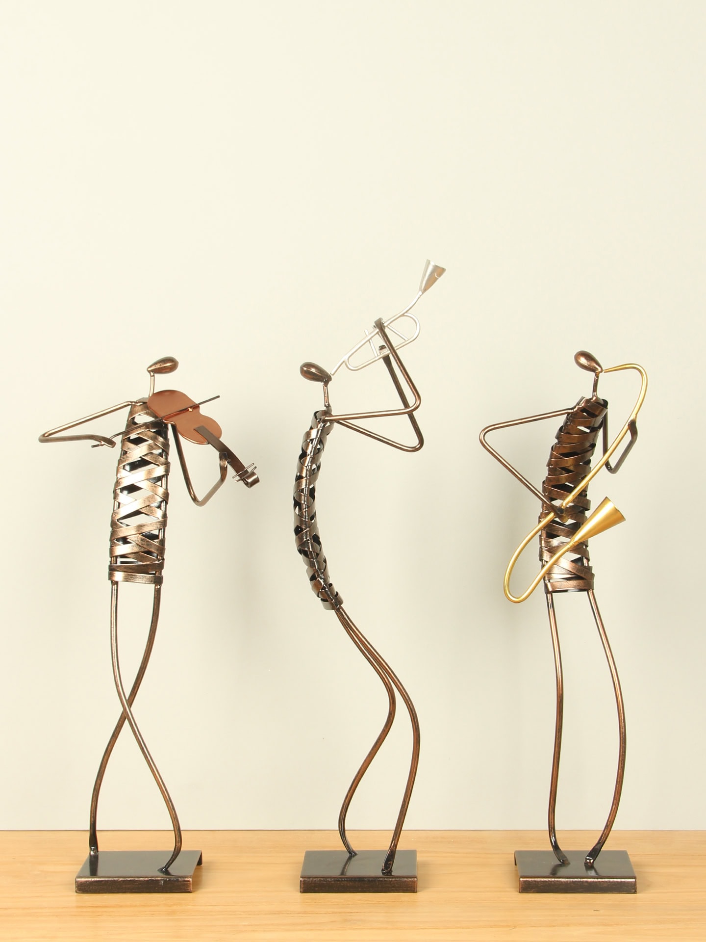 Beeld voor binnen - Bruin - Metaal - Muzikant viool - 46x20x12 cm - Afbeelding 6
