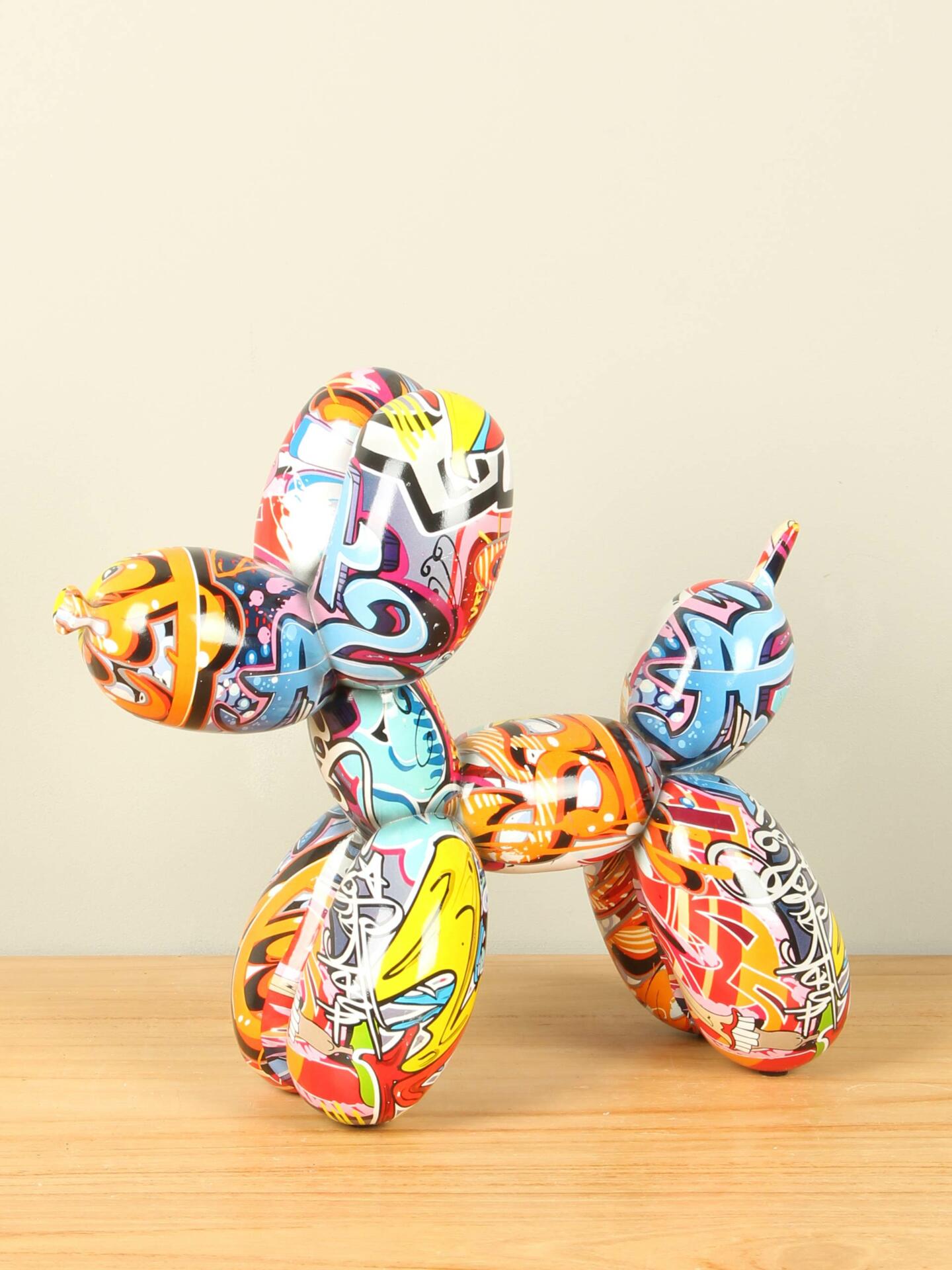 Beeld voor binnen - Multicolor - Kunsthars - Street Art ballonhondje - 25x29x9 cm - Afbeelding 2