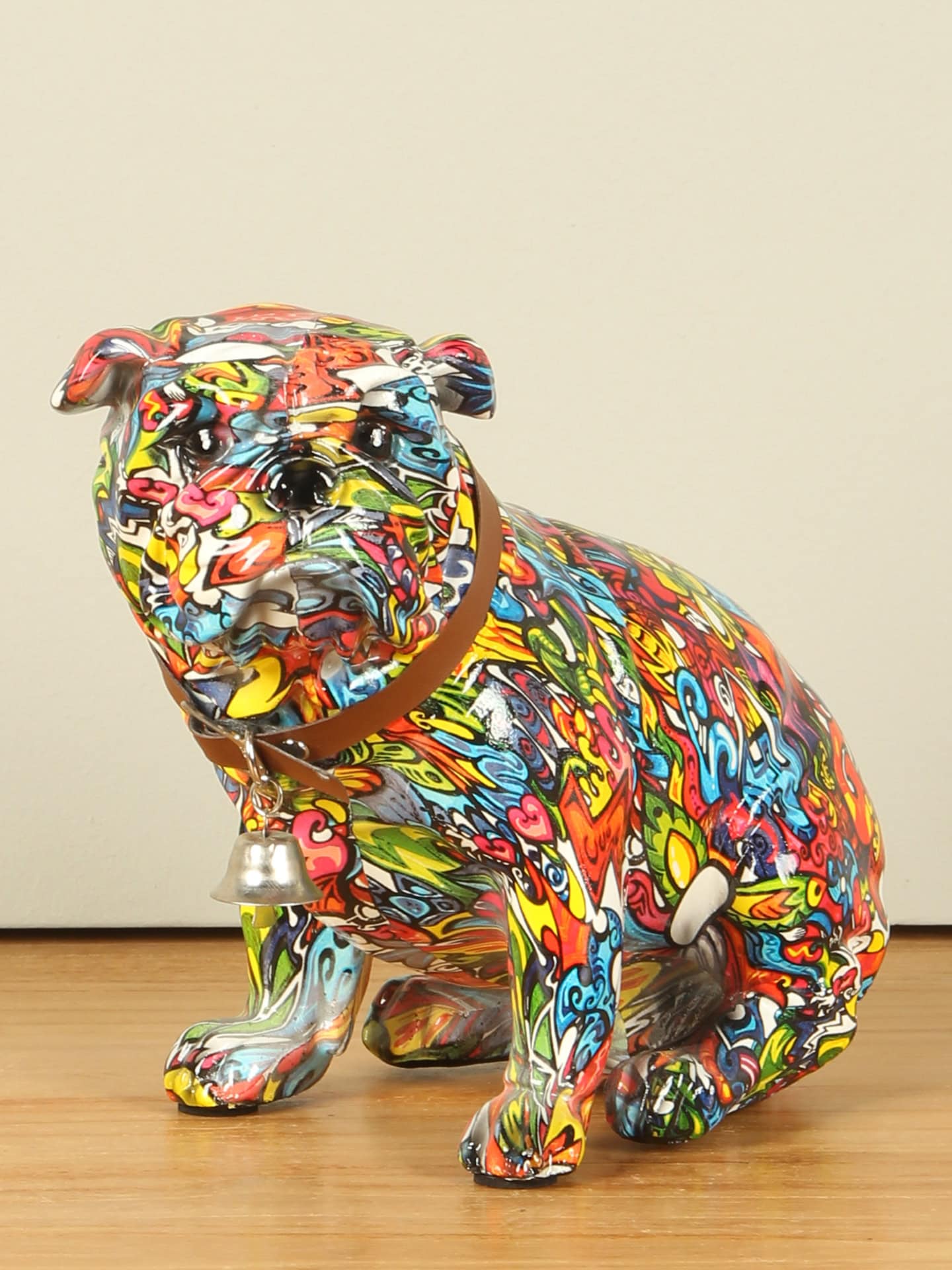 Beeld voor binnen - Multicolor - Kunsthars - Street Art Bulldog - 17x20x12 cm