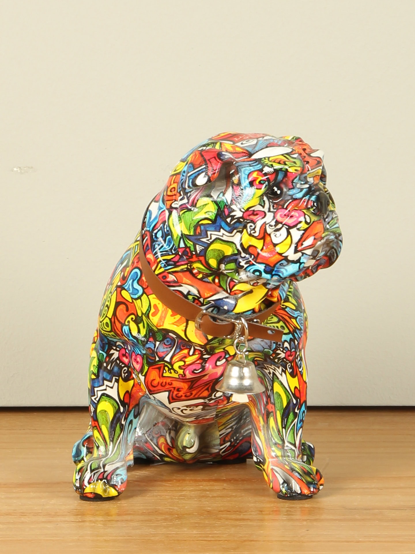 Beeld voor binnen - Multicolor - Kunsthars - Street Art Bulldog - 17x20x12 cm - Afbeelding 2