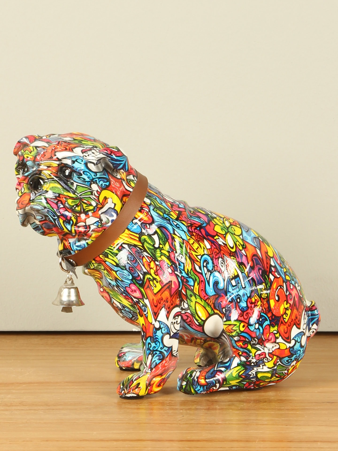 Beeld voor binnen - Multicolor - Kunsthars - Street Art Bulldog - 17x20x12 cm - Afbeelding 3