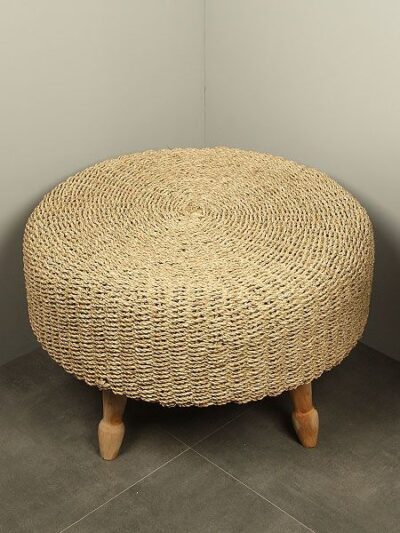 Houtdecoratie – Lichtbruin – Teak hout – Coffee table naturel, diameter 80 cm