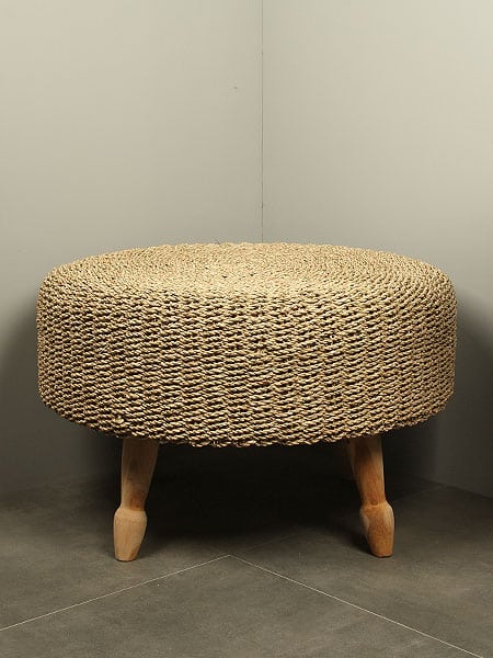 Houtdecoratie - Lichtbruin - Teak hout - Coffee table naturel, diameter 80 cm - Afbeelding 2