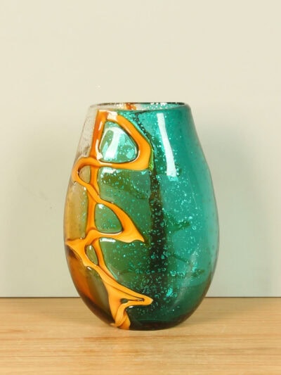 Vaas – Oker – Glas – Oker/aqua – 26x12x9 cm