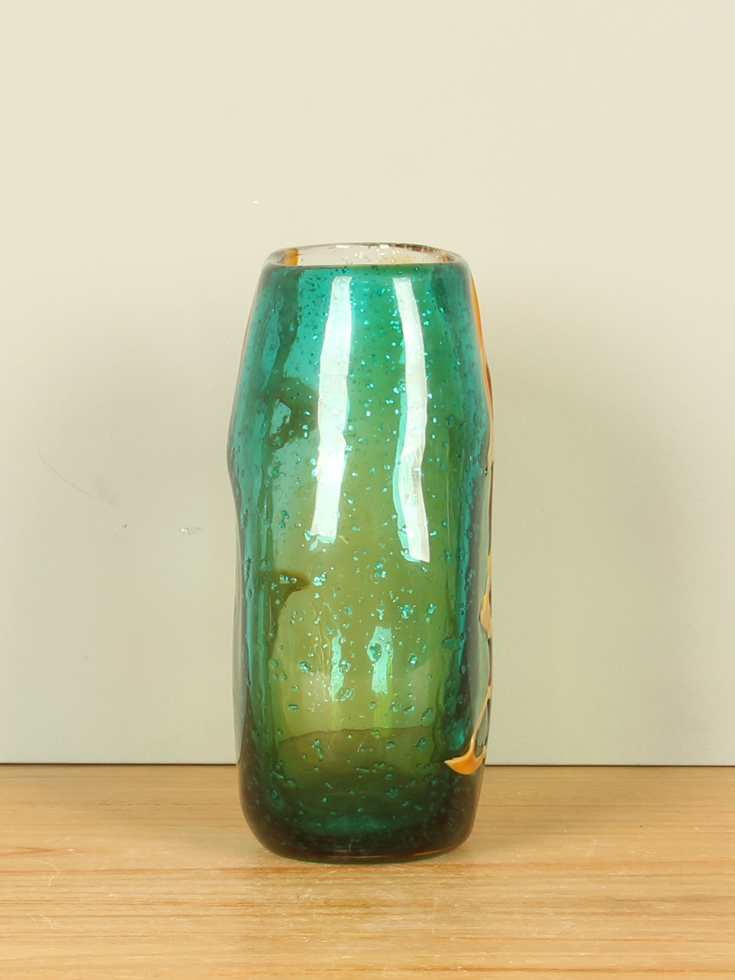 Vaas - Oker - Glas - Oker/aqua - 26x12x9 cm - Afbeelding 2