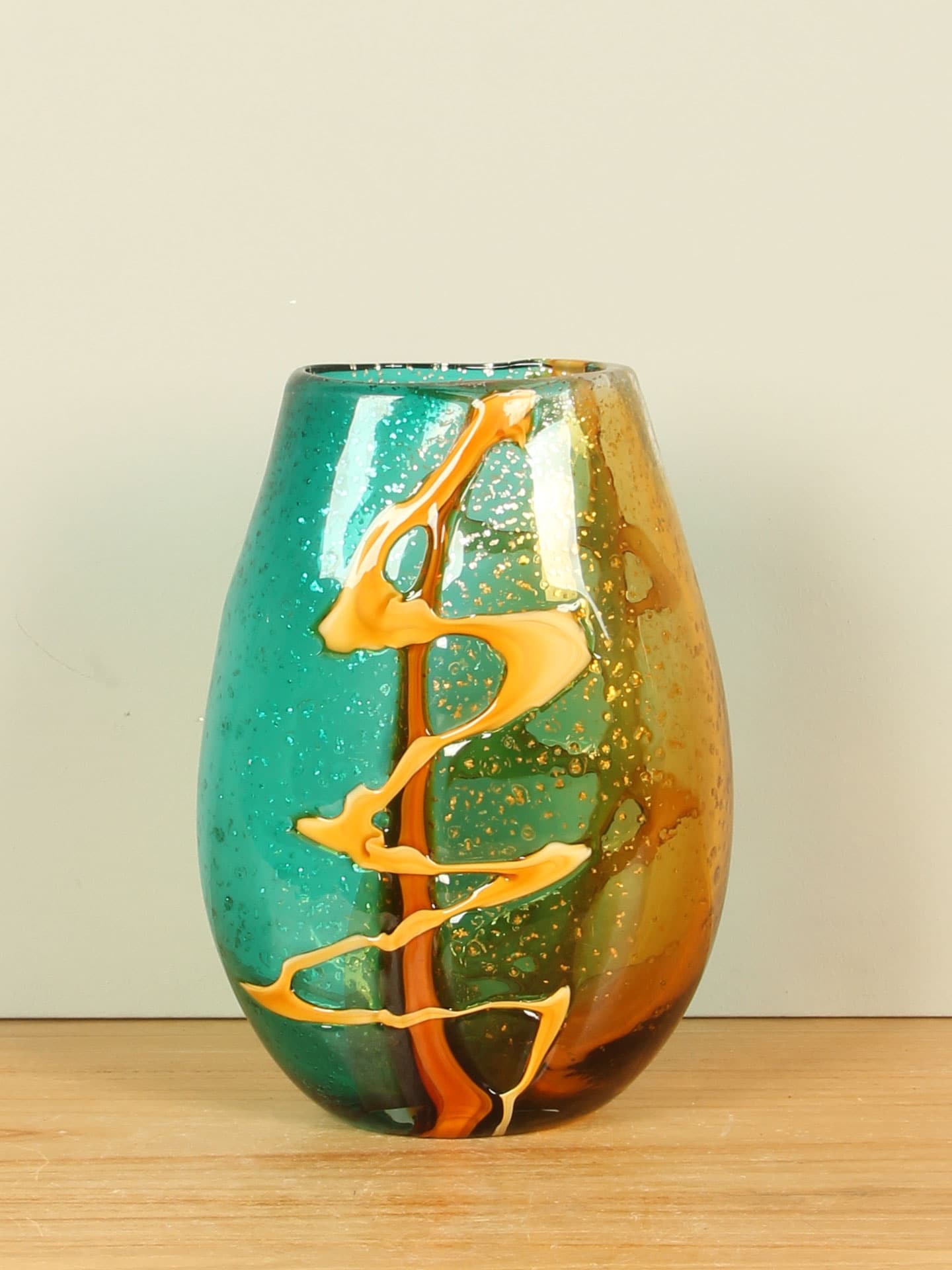 Vaas - Oker - Glas - Oker/aqua - 26x12x9 cm - Afbeelding 3