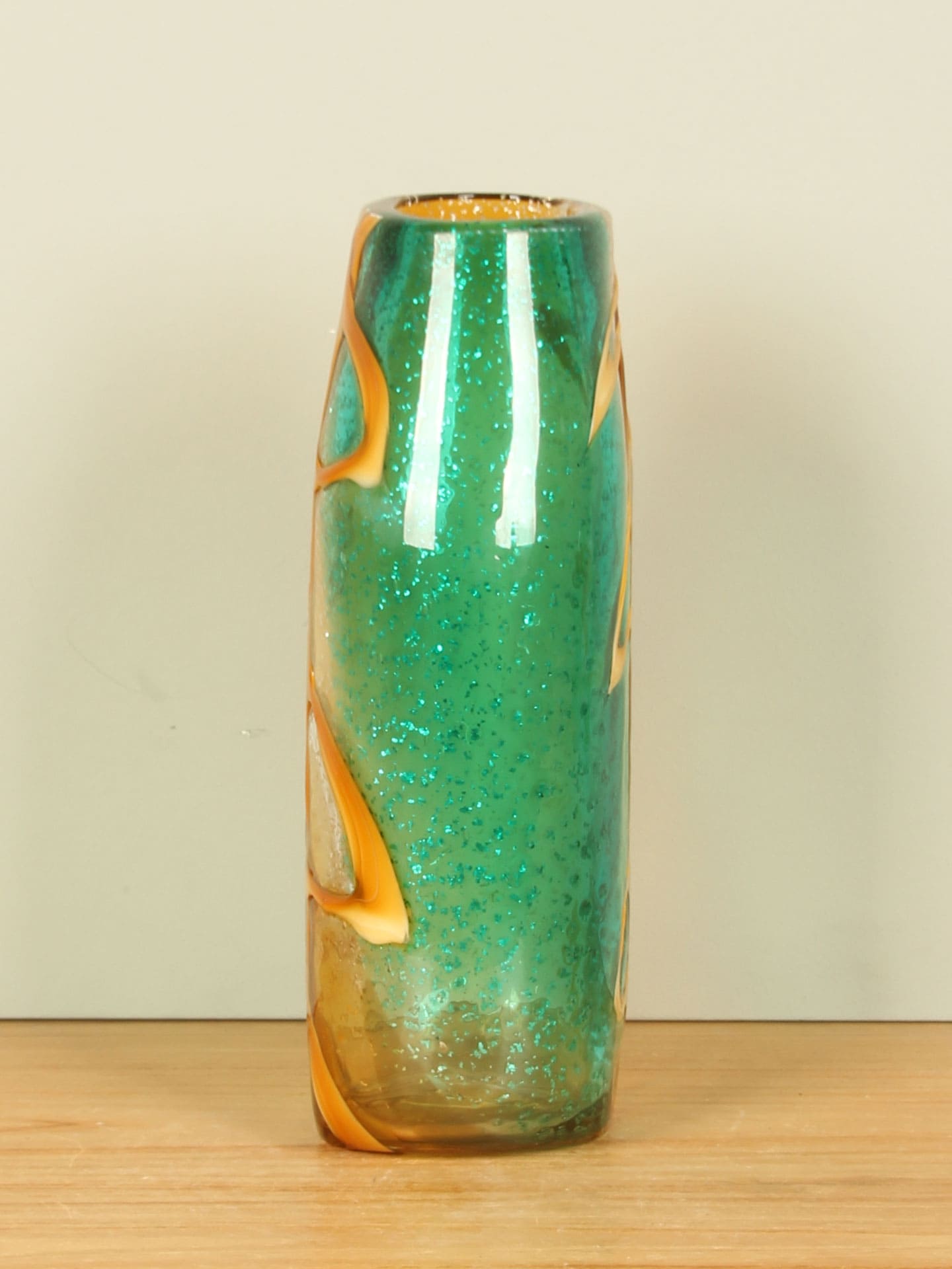 Vaas - Oker - Glas - Oker/aqua - 32x14x9 cm - Afbeelding 2