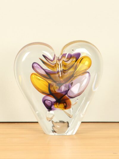 Glaskunst – Violet – Glas – Hartje Violet/bruin – 11x10x3 cm