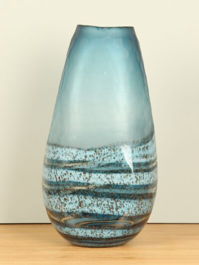 Vaas – Mat blauw – Glas – Glasvaas – 37x20x13 cm