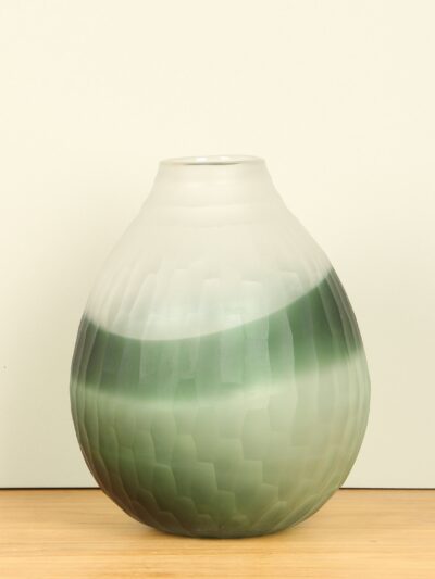Vaas – Mat groen – Glas – Glasvaas – 26x20x20 cm