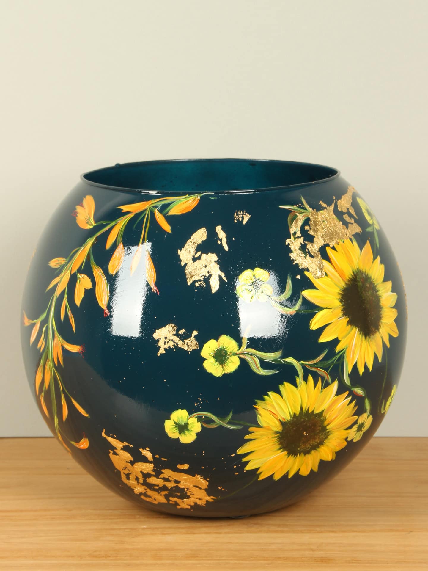 Vaas - Multicolor - Glas - Unieke handgeschilderde vaas - Afbeelding 3