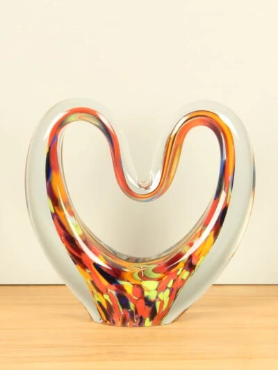Glassculptuur – Multicolor – Glas – Heart Yellow – 24x23x7 cm