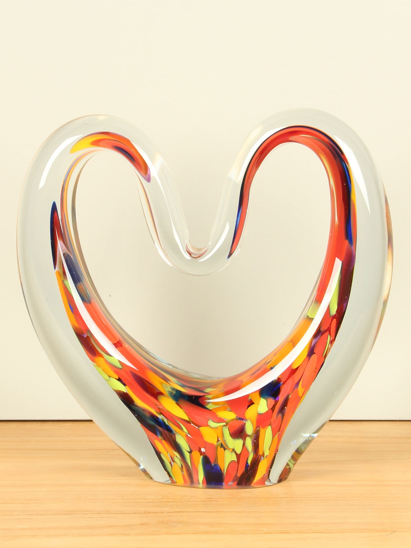Glassculptuur - Multicolor - Glas - Heart Yellow - 24x23x7 cm - Afbeelding 3