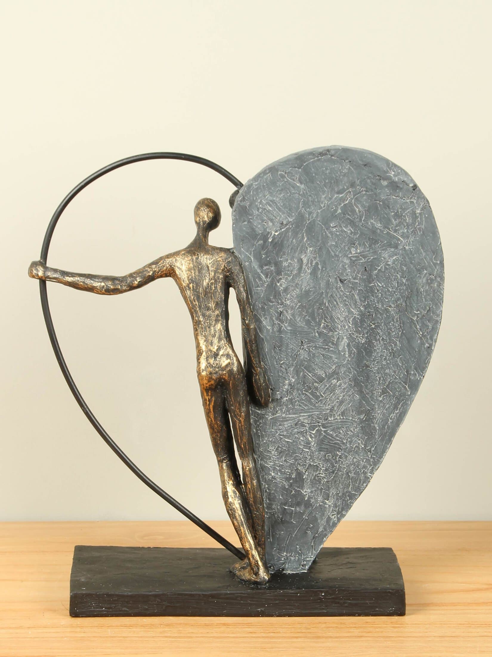 Beeld voor binnen - Bronskleurig - Polystone - Voor altijd in je hart - 31x28x8 cm - Afbeelding 3