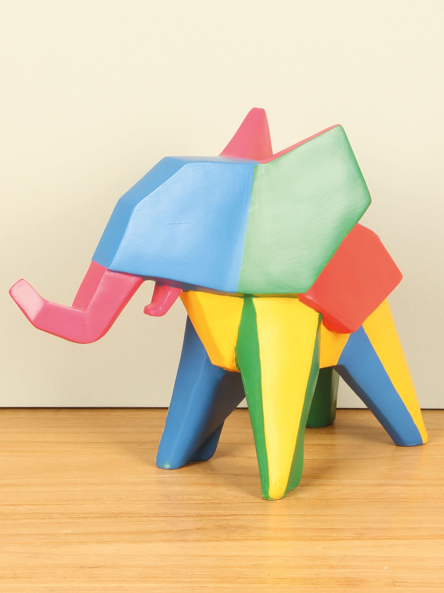 Beeld voor binnen - Multicolor - Polyresin - Olifant geometrisch - 21x29x10 cm - Afbeelding 2