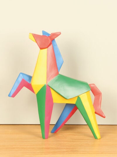 Beeld voor binnen – Multicolor – Polyresin – Paard geometrisch – 29x26x7 cm