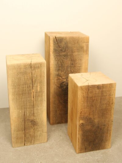 Sokkel / Zuil – Eikenhout – Ruw – 40x20x20 cm