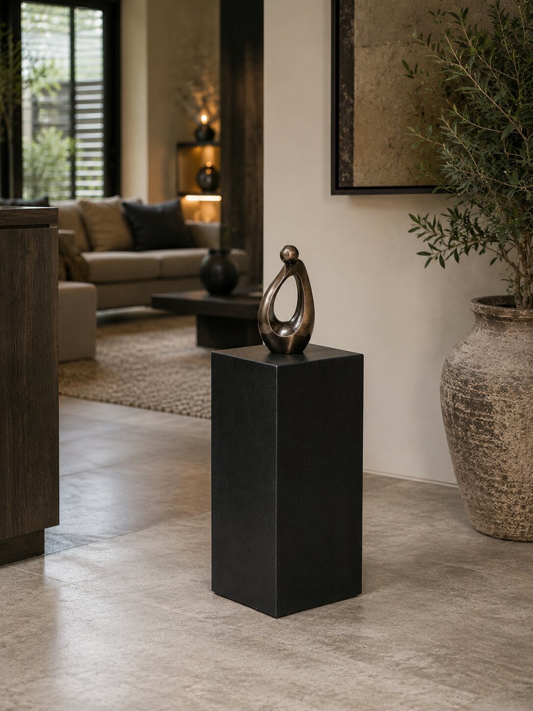 Sokkel / Zuil - Zwart - Light Cement - 40x20x20 cm - Afbeelding 3