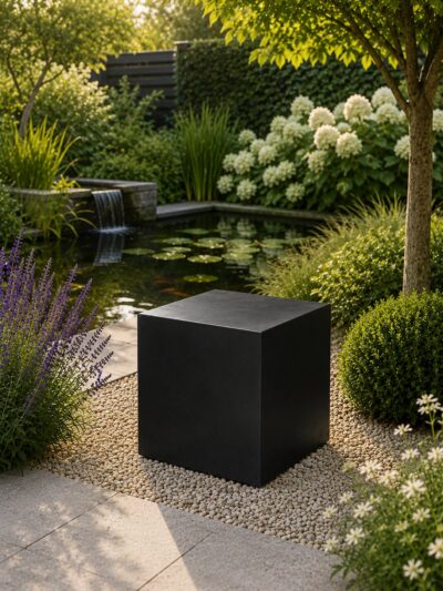 Sokkel / Zuil – Zwart – Light Cement – 40x40x40 cm
