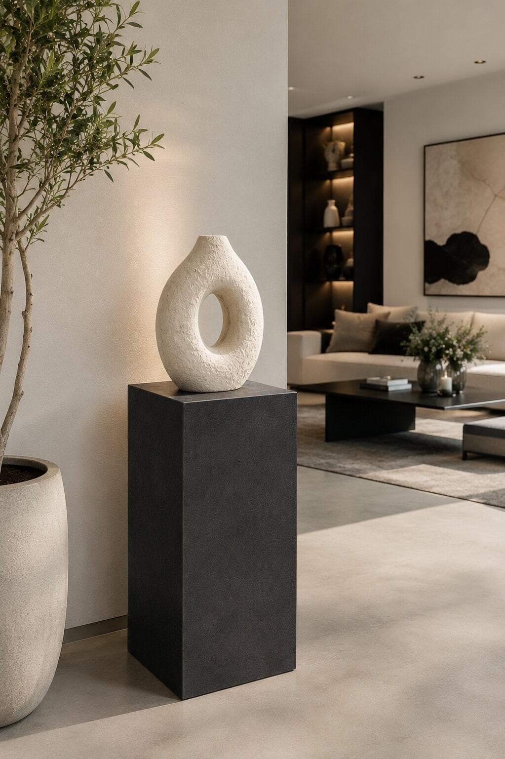 Sokkel / Zuil - Zwart - Light Cement - 80x40x40 cm - Afbeelding 3