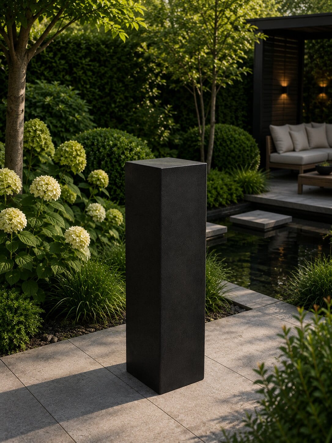 Sokkel / Zuil - Zwart - Light Cement - 90x26x26 cm