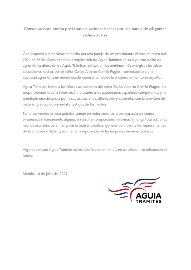&nbsp;>thisisjustarandomplaceholder<Comunicado Aguias Trámites | Iberian Press®&nbsp;