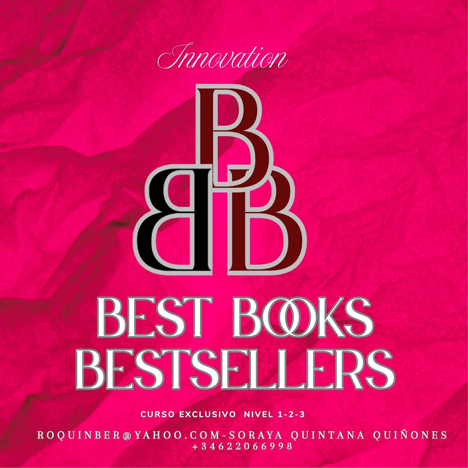 Bright pink book cover featuring a stacked 'BB' logo, cursive 'Innovation' at top, and large 'BEST BOOKS BESTSELLERS' text.