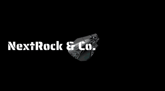 Company logo for NextRock & Co.: bold white text over a dark, geometric 3D shape on a black background.