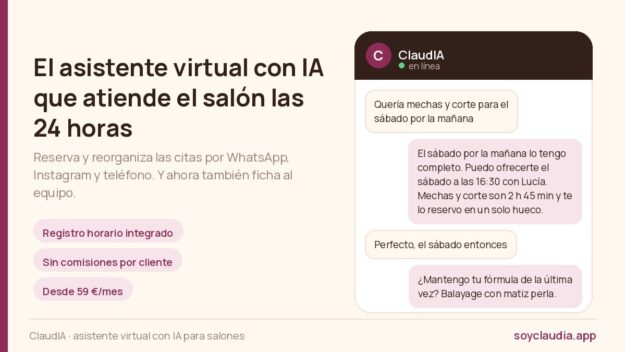 Los salones de belleza afrontan el fichaje digital: un asistente virtual con IA integra el registro horario en el WhatsApp del negocio