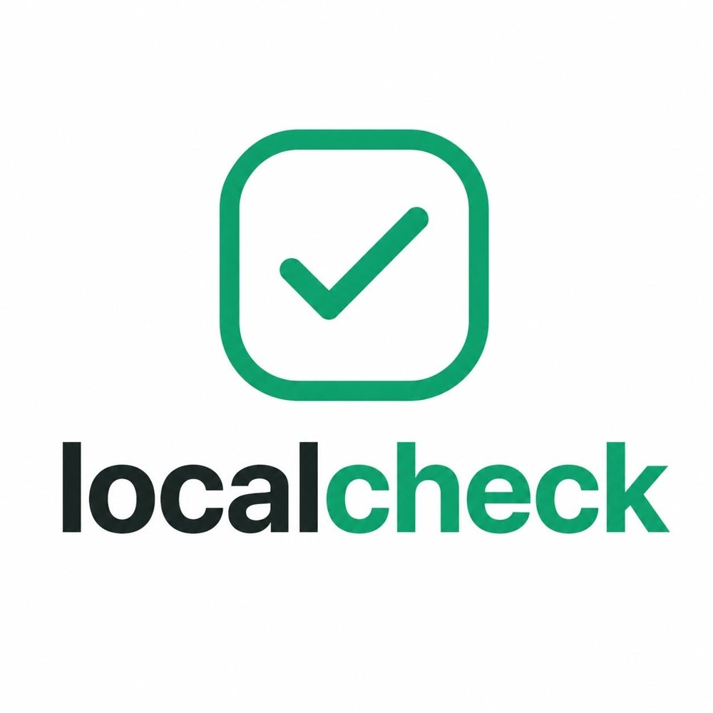 LocalCheck logo: green rounded-square with a checkmark above the word 'localcheck'.