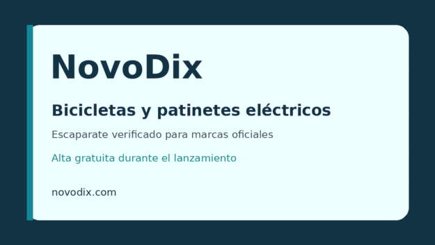 Promo banner for NovoDix: bicycles and electric scooters, verified official brands, free launch trial, novodix.com