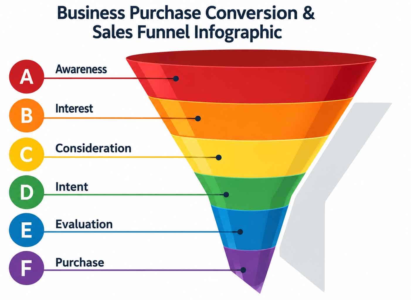Business purchase conversion and sales funnel infographic