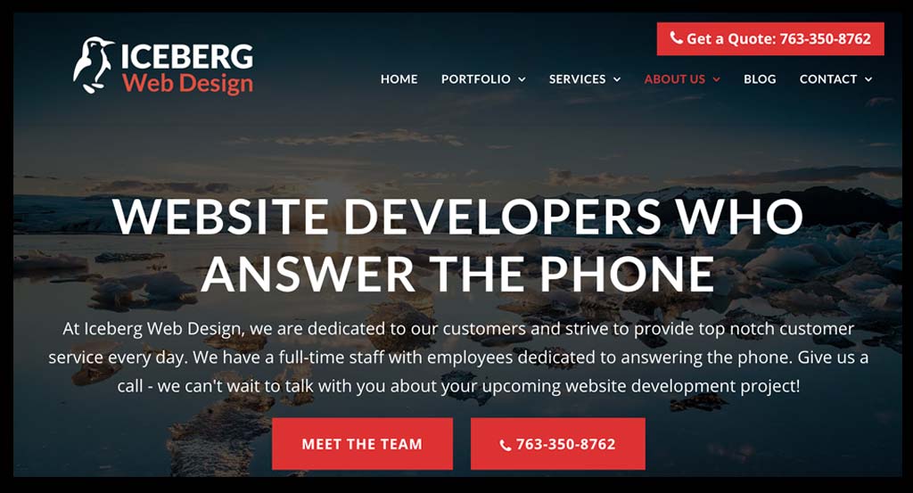 Iceberg Website About Us Page