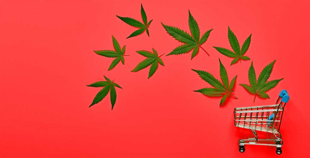 Shopping Cart With Cannabis Leaves