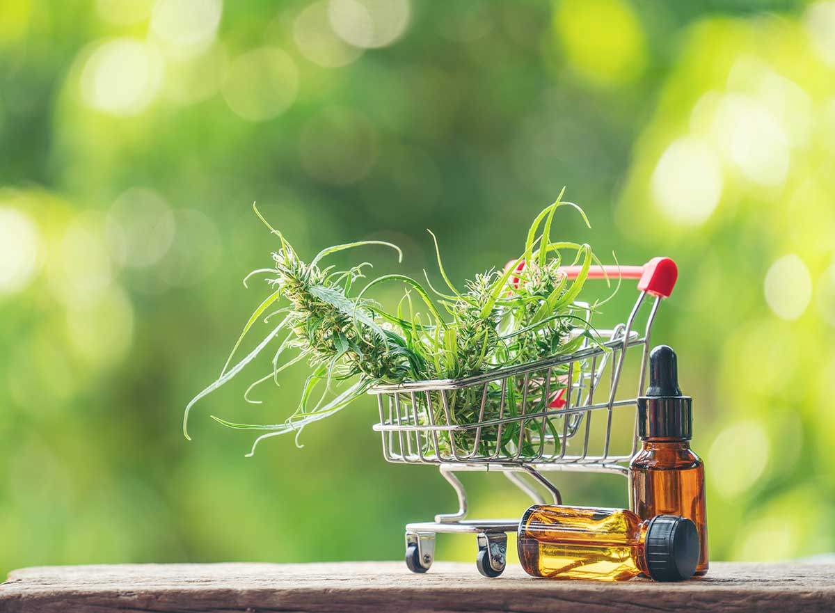Cannabis And Oil In Shopping Cart