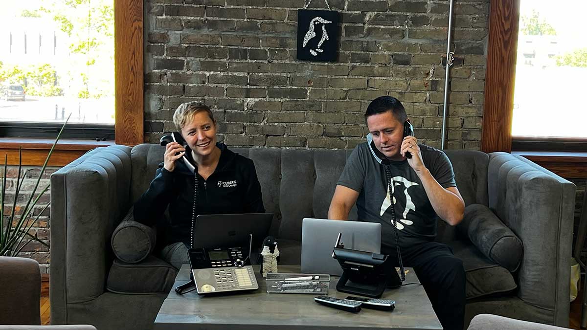 Iceberg Web Design Penguins answering the phone!