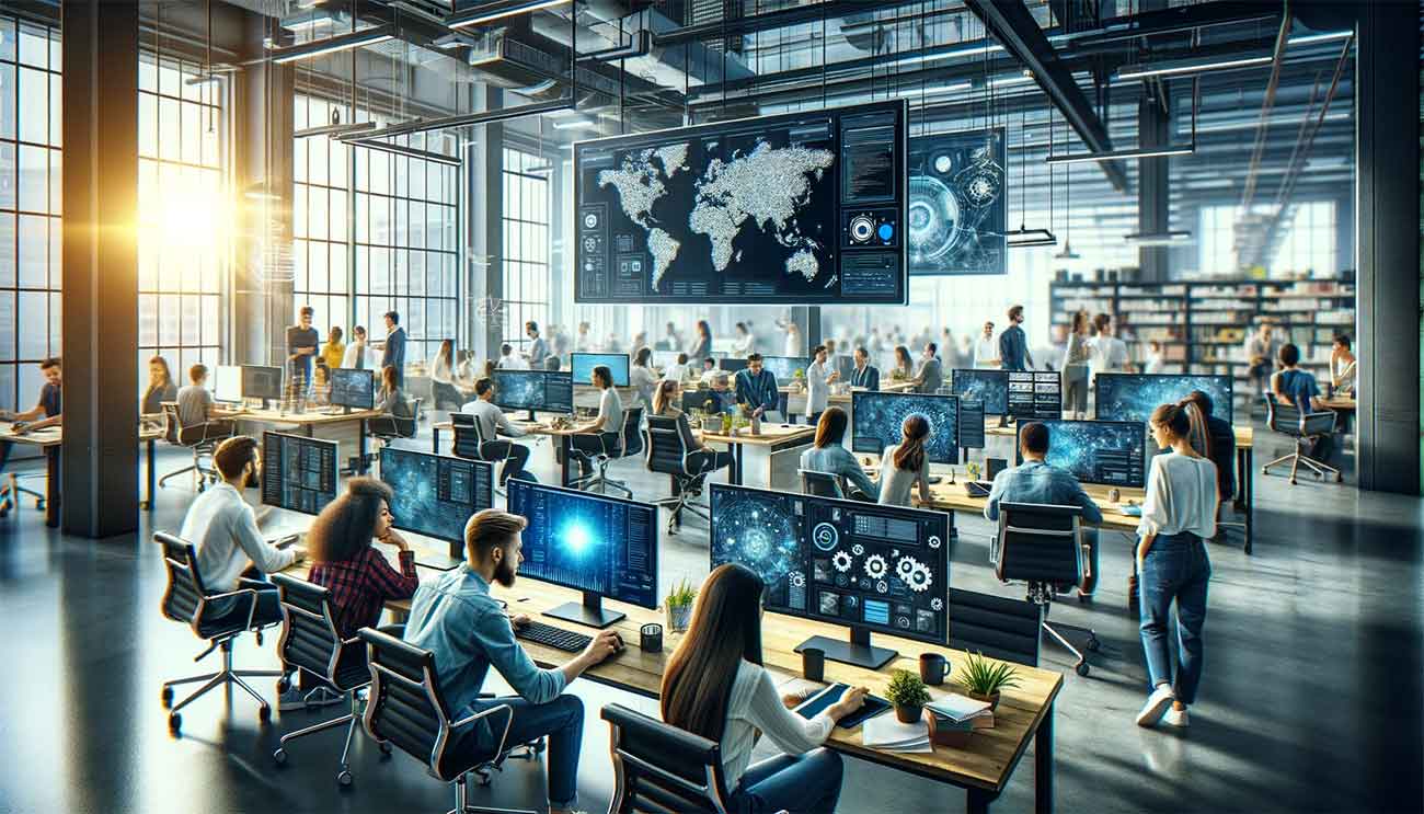 Modern Office Scene Embracing Ai Technology