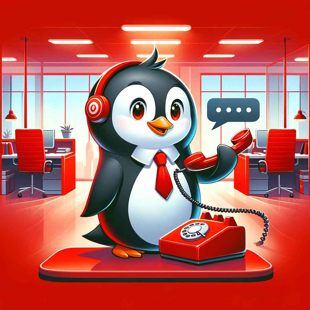 Customer Service Penguin On The Phone