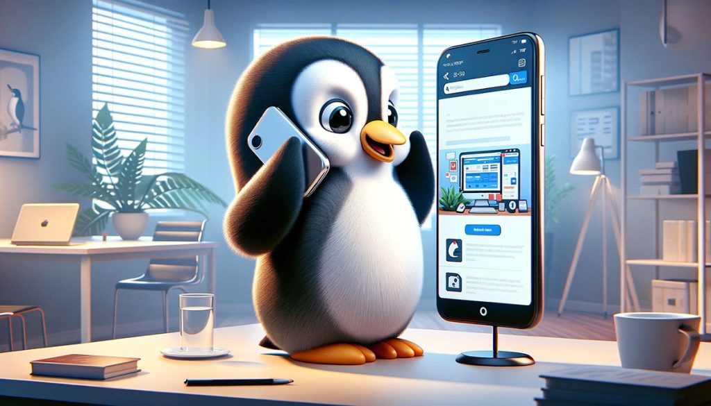 Penguin Viewing Website On Phone