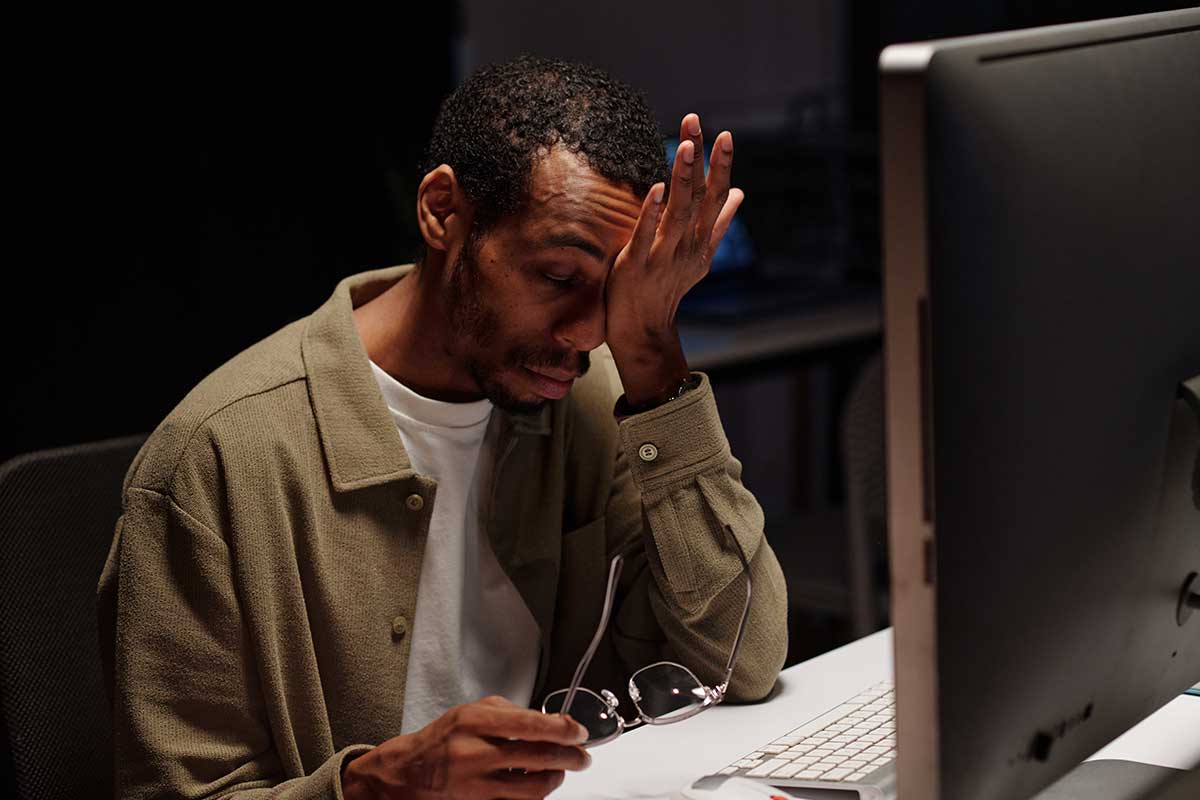 Man Frustrated With Computer