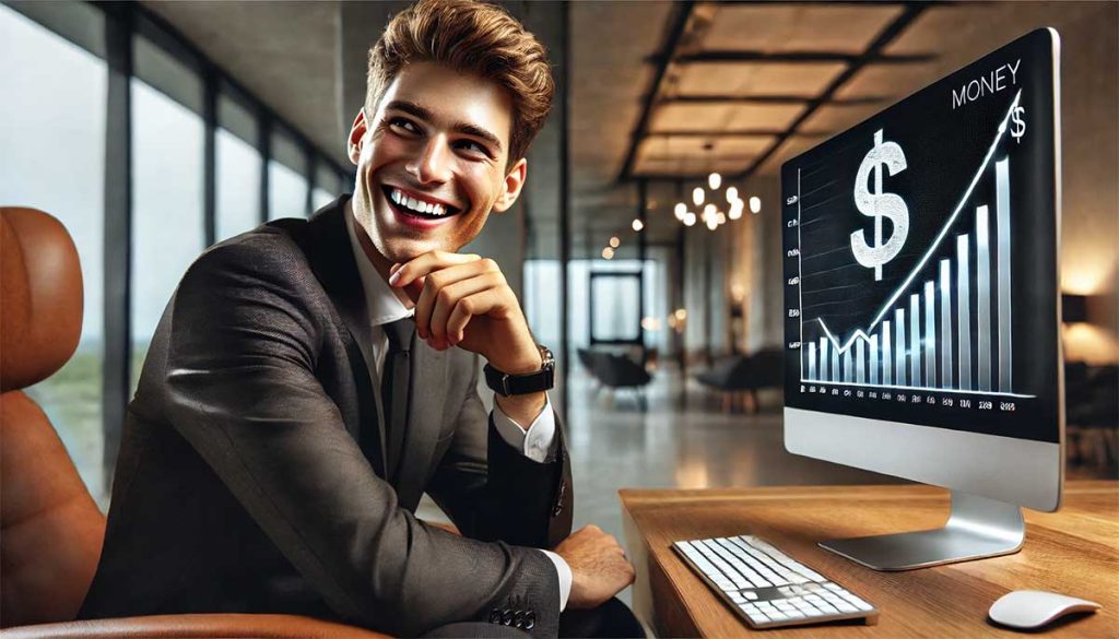 Person At Computer With Money Chart